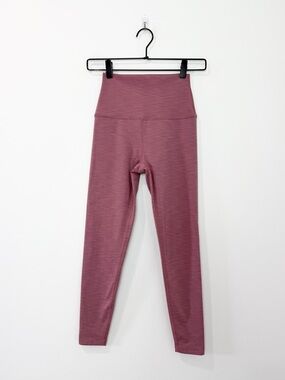 Beyond Yoga Heather Rib High Waist Midi Legging in Wistful Rouge Small
